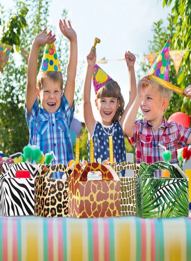 Spakon 24 Pcs Safari Gift Bags Bulk Jungle Animal Party Favor Boxes Zoo Animal Print Gift Goodie Candy Bags Paper Wildlife Treat Boxes for Kids Safari Themed Birthday Baby Shower Decoration Supplies - Image 4